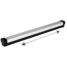 SECO-LARM - SD-961A-36 - Push-to-Exit Bar for 36" doors. Brushed aluminum with a black base. Includes two built-in momentary contacts (NO/NC) and SD-969-A18 armored door cord.