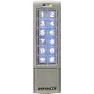 SECO-LARM - SK-2323-SPQ - Mullion-Style Outdoor Stand-Alone Keypad with Built-In Proximity Reader (125 kHz). Weatherproof (IP65). Backlit keys, 1,010 user codes, 2~6 digit code length, two relay outputs (Form C NO/NC/COM), two egress inputs, one door