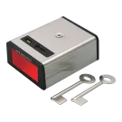 SECO-LARM - SS-078Q - Latching N.O. Panic Button. Push-to-close, with key reset. 1A@12VDC. Surface-mount ABS plastic case with stainless-steel cover.