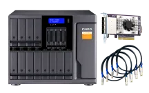QNAP - TL-D1600S-US - 16-bay desktop SATA JBOD expansion unit with a QXP-1600eS PCIe SATA host card and 4 SFF-8088 to SFF-8644 SAS/SATA 6Gb/s external cables