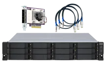 QNAP - TL-R1200S-RP-US - 12-bay 2U rackmount SATA JBOD expansion unit, redundant PSU, with a QXP-1600eS PCIe SATA host card and 3 SFF-8088 to SFF-8644 SAS/SATA 6Gb/s external cables