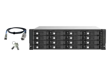 QNAP - TL-R1620Sep-RP-US - 16-bay 3U rackmount SAS 12Gbps JBOD expansion enclosure with SAS expander, 2.5"/3.5" SAS 12Gbps & SAS/SATA 6Gbps drives, 4 x SFF-8644 Mini-SAS HD ports, redundant PSU, without rail kit.