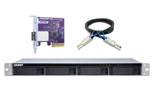 QNAP - TL-R400S-US - 4-bay 1U rackmount SATA JBOD expansion unit with a QXP-400eS-A1164 PCIe SATA host card and 1 SFF-8088 to SFF-8088 SAS/SATA 6Gb/s external cables