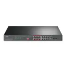 TP-Link - TL-SL1218MP - 16-Port 10/100 Mbps + 2-Port Gigabit Rackmount Switch with 16-Port PoE+