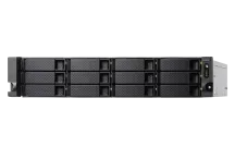 QNAP - TS-1886XU-RP-D1622-8G-US - QNAP 12-Bay 2U Rackmount NAS, Intel Xeon E-2236 6-core 3.4 GHz processor (burst up to 4.8 GHz), 128 GB UDIMM DDR4 (4 x 32GB), 12x 2.5"/3.5" SATA HDD/SSD, 4 GigaLan, 2 x 10GbE SFP+ SmartNIC, 2 x 10GBase-T, 500W redundant