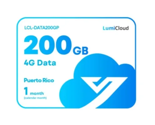 Luminys - LCL-DATA200GP - LumiCloud 4G Data 200GB Puerto Rico: 1 Month Data Plan