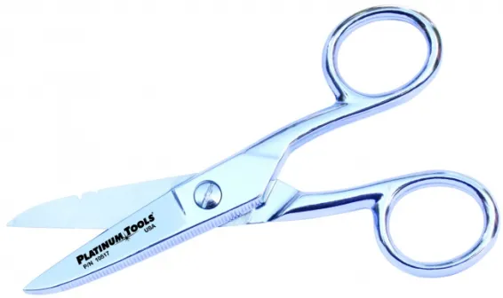 Platinum Tools - 10517C - Electrician's 5" Scissor-Run Scissors. Clamshell.