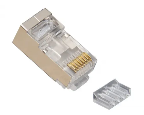 Platinum Tools - 106208C - RJ45 (8P8C) Shielded Cat6 2 pc. Connector w/ Liner, Round Solid, 3-Prong. 10/Clamshell.