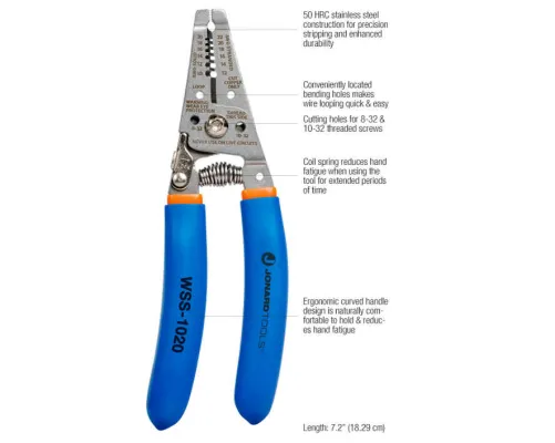 Jonard - WSS-1020 - Stainless Steel Curved Wire Stripper, 10-20 AWG