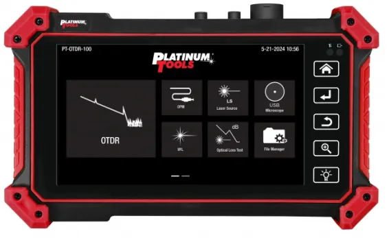 Platinum Tools - PT-OTDR-100 - Mini OTDR/Copper Tester (1310/1550nm), Inlcudes RJ45 Remote, Charger, Case and Adapters