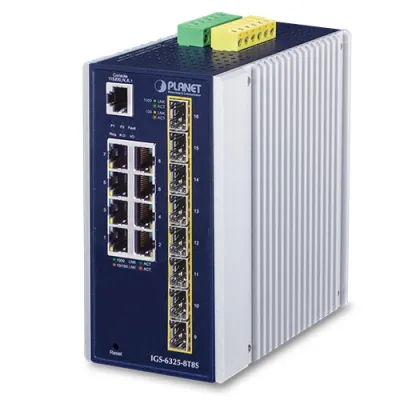 Planet - IGS-6325-8T8S - Industrial L3 8-Port 10/100/1000T + 8-Port 100/1000X SFP Managed Ethernet Switch