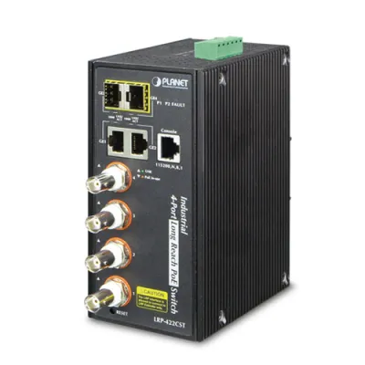 PLANET - LRP-422CST - Industrial 4-port Coax + 2-port 10/100/1000T + 2-port 100/1000X SFP Long Reach PoE over Coaxial Managed Switch