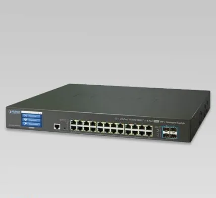 Planet - GS-5220-24T4XV - L3 24-Port 10/100/1000T + 4-Port 10G SFP+ Managed Ethernet Switch with LCD Touch Screen