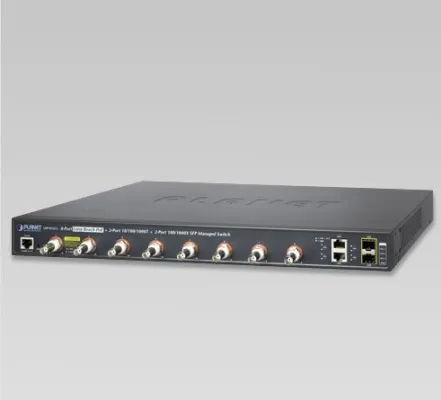 Planet - LRP-822CS - 8-port Coax + 2-port 10/100/1000T + 2-port 100/1000X SFP Long Reach PoE over Coaxial Managed Switch