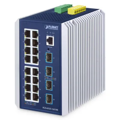 Planet - IGS-6325-16T4X - Industrial L3 16-Port 10/100/1000BASE-T + 4-Port 10GBASE-X SFP+ Managed Switch