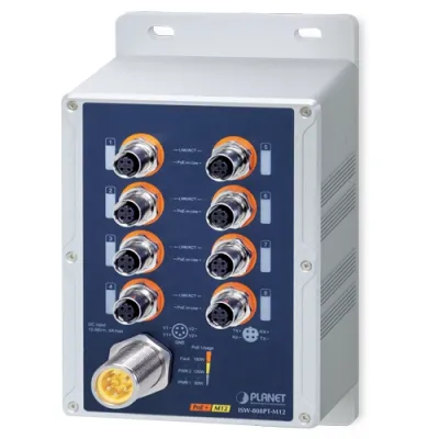 Planet - ISW-808PT-M12 - Industrial IP67 8-Port 10/100TX M12 802.3at PoE+ Switch