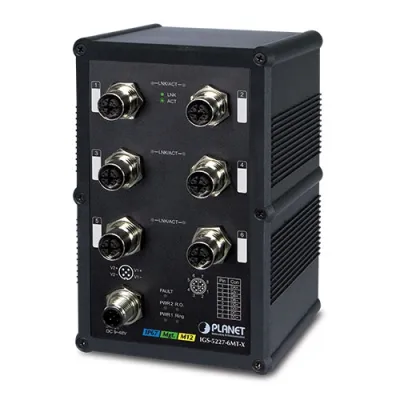 Planet - IGS-5227-6MT-X - Industrial IP67 Rated 6-Port 10/100/1000T M12 Managed Ethernet Switch (-40~75C, X-coded M12)