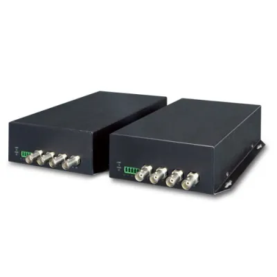 Planet - VF-402-KIT - 4-Channel 4-in-1 Video over Fiber(FC) converter up to 20KM, a pair include Tx & Rx in package (TVI/CVI/AHD/CVBS)