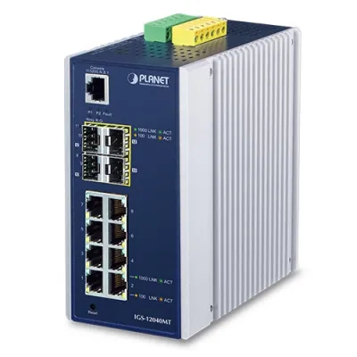 Planet - IGS-12040MT - Industrial 8-Port 10/100/1000T + 2-Port 100/1G SFP + 2-Port 1G/2.5G SFP Managed Ethernet Switch