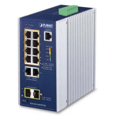 Planet - IGS-4215-8UP2T2S - Industrial 8-Port 10/100/1000T 802.3bt PoE + 2-Port 10/100/1000T + 2-Port 100/1000X SFP Managed Switch