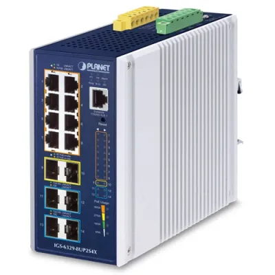 Planet - IGS-6329-8UP2S4X - Industrial L3 8-Port 10/100/1000T 802.3bt PoE + 2-Port 1G/2.5G SFP + 4-Port 10G SFP+ Managed Ethernet Switch