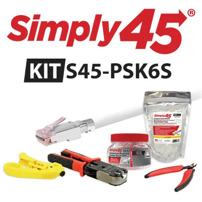 Simply 45 - S45-PSK6S - PROSeries Pass Through Cat6/6a STP Starter Kit, 1ea  (S45-1750P, S45-C101, S45-801, S45-S01YL & S45-B003) - Boxed