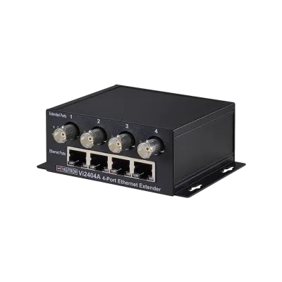Vigitron - Vi2404A - 4-Port MaxiiCopper™ Ethernet Extender over Coax, af/at 37W PoE, Requires 12VDC @ 3A PS, suggested Vi0014