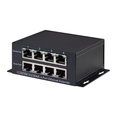 Vigitron - Vi2304A - 4-Port MaxiiCopper™ Ethernet Extender over UTP, af/at/bt 72W PoE, Requires 12VDC @ 3A PS, suggested Vi0014