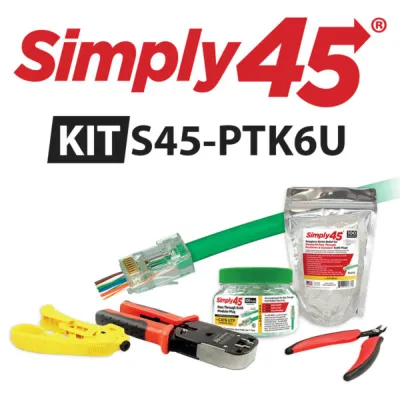 Simply 45 - S45-PTK6U - Pass Through Series Cat6 UTP Starter Kit, 1ea (S45-1600, S45-C100, S45-801, S45-S01YL, S45-B002) - Boxed