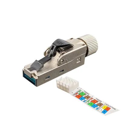Simply 45 - S45-1710S - 10G Rated RJ45 Toolless Shielded Field Plug, Ultra Slim Design for Cat6/6a/7a Shielded LAN cables, - 1ea/Bag
