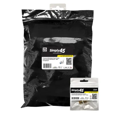 Simply 45 - S45-3209W-25 - F-Connector (3Ghz) Keystone Snap-In Inserts, Female-to-Female, Gold Plated, UL - 1EA/Bag, 25/Pack