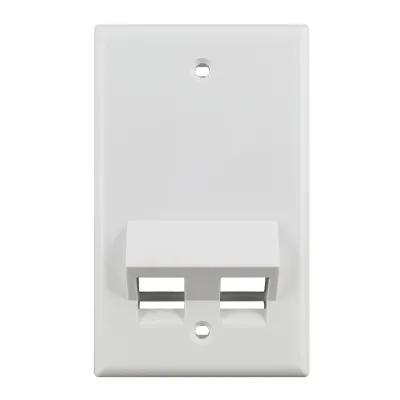 Simply 45 - S45-3202AW - 2 Angled Port White Keystone Wall Plate, Standard, Single Gang, UL - 1EA/BAG