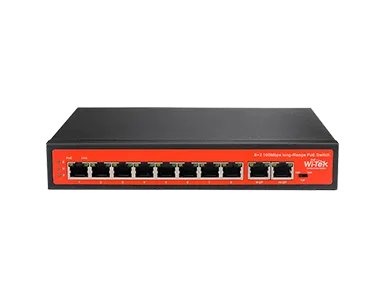 Wi-Tek - WI-PS210 - 8FE+2FE uplink 250M Long Range PoE Switch with 8Port PoE