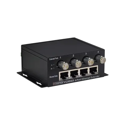 Vigitron - Vi2404A - 4-Port MaxiiCopper™ Ethernet Extender over Coax, af/at 37W PoE, Requires 12VDC @ 3A PS, suggested Vi0014