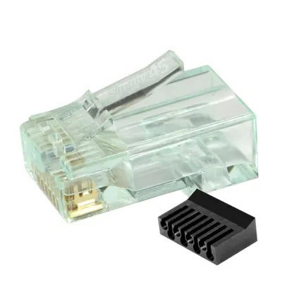 Simply 45 - S45-1100 - Standard Cat6/6a UTP RJ45 Modular Plugs with Bar45 Hi/Lo Stagger, Green Tint - 100pcs/Jar