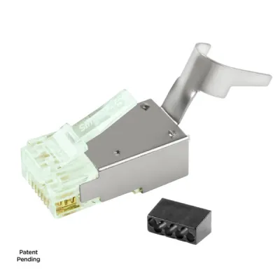Simply 45 - S45-1150 - Standard Shielded (External Ground) Cat6 STP RJ45 Modular Plugs with Bar45 Green Tint, Hi/Lo Stagger - 50pcs/Jar