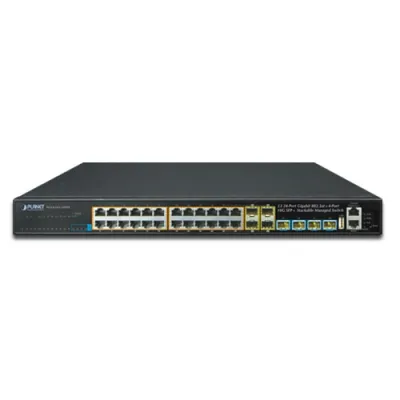 Planet - SGS-6341-24P4X - Layer 3 24-Port 10/100/1000T 802.3at PoE + 4-Port 10G SFP+ Stackable Managed Switch