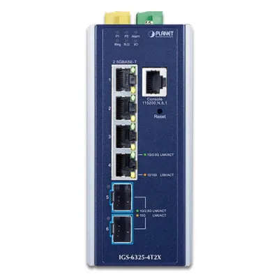 Planet - IGS-6325-4T2X - Industrial Layer 3 4-Port 2.5GBASE-T + 2-Port 10GBASE-X SFP+ Managed Ethernet Switch