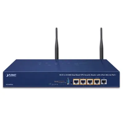Planet - VR-300PW6 - Wi-Fi 6 AX1800 Dual Band VPN Security Router with 4-Port 802.3at PoE+, 1800Mbps 802.11ax