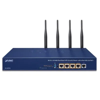 Planet - VR-300PW6A - Wi-Fi 6 AX2400 2.4GHz/5GHz VPN Security Router with 4-Port 802.3at PoE+ 2400Mbps 802.11ax, 5-Port 10/100/1000T