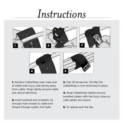 Rip-Tie - H-09-WO - One Inch Wide Original CableWrap with Write-On Pull Tab 1″ x 9