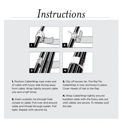 Rip-Tie - E-12-WO - Two Inch Wide Original CableWrap with Write-On Pull Tab 2" x 12