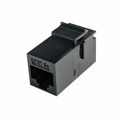 Simply 45 - S45-3250B - Cat5E UTP Black Keystone Feed-Thru Coupler - w/6-Color Snap-On ID Bars Included. 1ea/bag