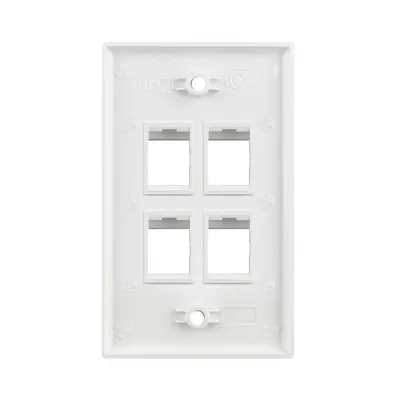 Simply 45 - S45-3204W - 4 Port White Keystone Wall Plate, Standard, Single Gang, UL - 1EA/BAG