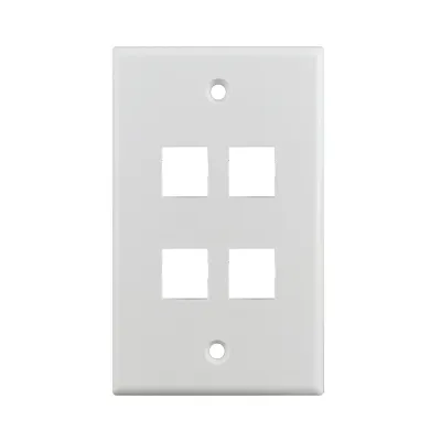 Simply 45 - S45-3204W-25 - 4 Port White Keystone Wall Plate, Standard, Single Gang, UL - 1EA/Bag, 25/Pack