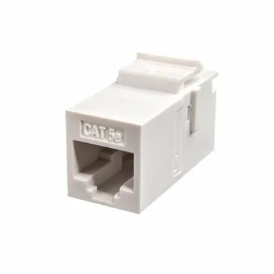 Simply 45 - S45-3250W - Cat5E UTP White Keystone Feed-Thru Coupler - w/6-Color Snap-On ID Bars Included. 1ea/bag