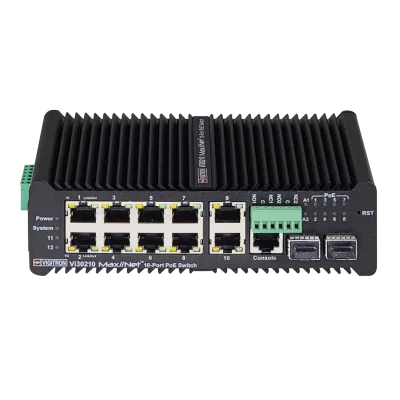 Vigitron - Vi30210 - Hardened Managed 10-Port, L2+, 1G Industrial 90W PoE Ring Switch