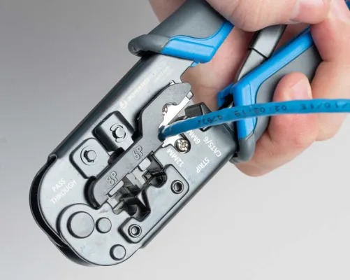 Jonard - UC-4569 - 6-In-1 RJ45, RJ11/12 Modular Pass Through Crimping Tool For Cat3, Cat5/5e, And Cat6 Cables