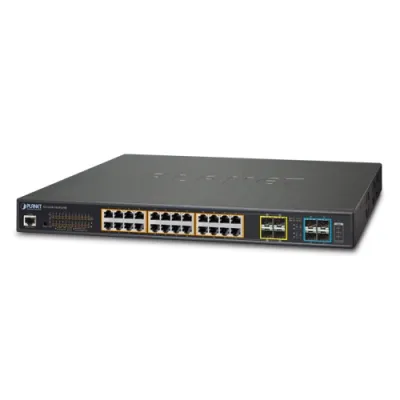 Planet - GS-5220-24UPL4XVR - L3 24-Port 10/100/1000T 802.3bt PoE + 4-Port 10G SFP+ Managed Switch with LCD Touch Screen and Redundant Power (600W)