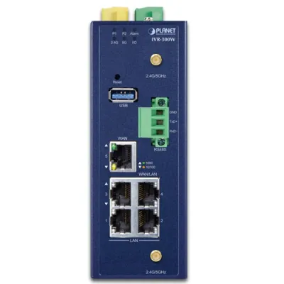 Planet - IVR-300W - Industrial Wi-Fi 6 802.11ax 1800Mbps Dual Band Wireless VPN Gateway with 5-Port 10/100/1000T